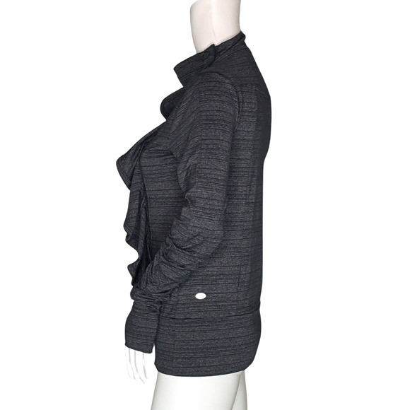 Anthropologie Pure & Good Jacket Womens XS Heather Gray Ruffle‎ Neutral Minimal - Picture 3 of 9